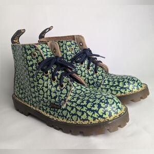 DR MARTENS Vintage Kid Boots Size 1 Animal Pattern Blue And Green Color